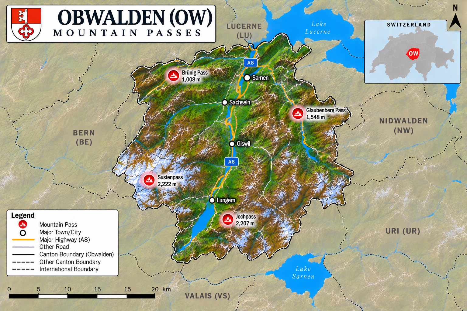 Obwalden & Nidwalden Map